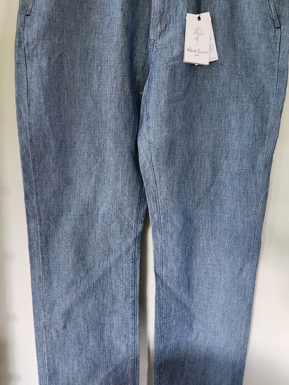Robert Graham Straight-Leg Light Blue Denim Jeans